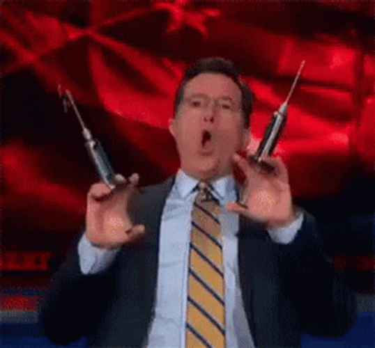 Injection Syringe Dance Stephen Colbert GIF
