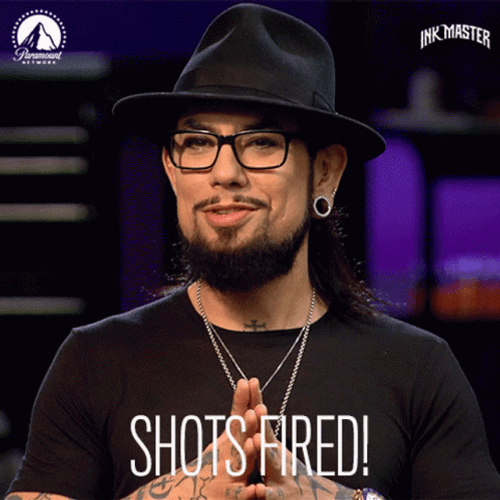 Ink Master Saying Shots Fired GIF
