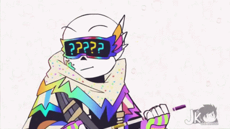 Ink Sans Colorful Costume Getup Being Confused GIF