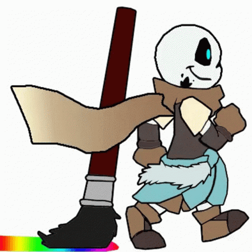 Ink Sans Walking With Paint Brush GIF