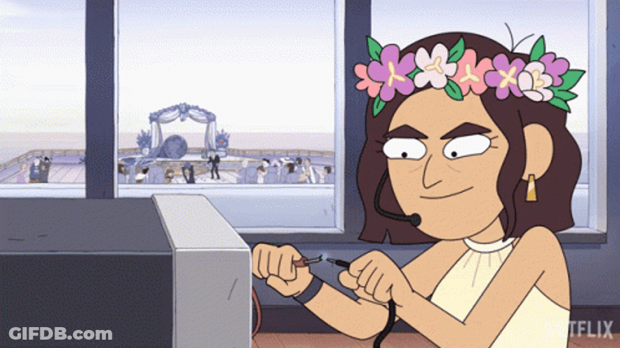 Inside Job Reagan Ridley Floral Headdress GIF