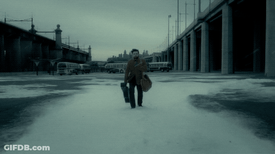 Inside Llewyn Davis Walking In The Snow GIF