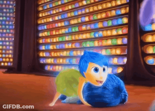 Inside Out Character Crawling By Toy Shelf GIF