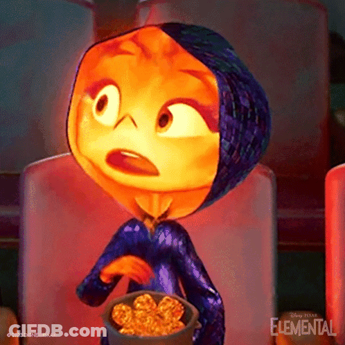Inside Out Character Holding Bowl Of Popcorn GIF