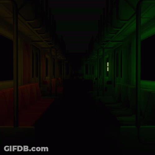 Inside Subway Car With Green Lights GIF