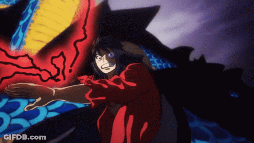 Intense Fighting Between Luffy And Kaidou GIF