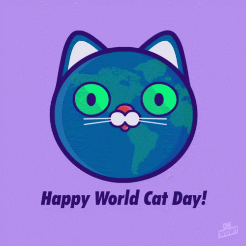 International Cat Day Feline Head As Earth GIF