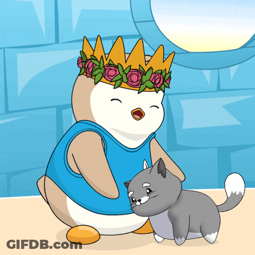 International Cat Day Pudgy Penguin Raising Pet GIF