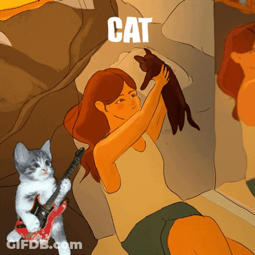 International Cat Day Woman Lifting Pet GIF