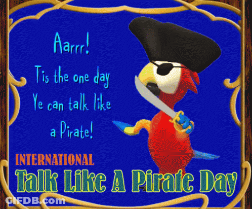 International Talk Like A Pirate Day Parrot With Sword GIF