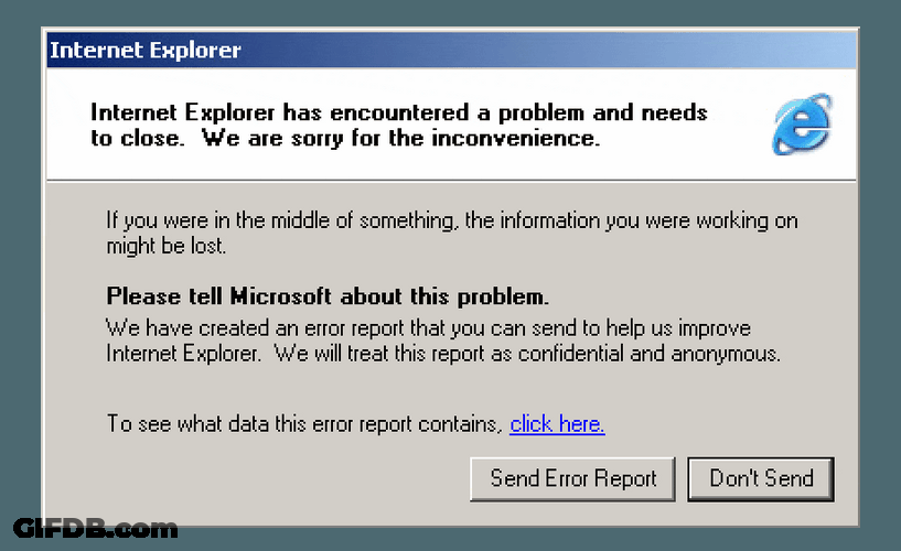 Internet Explorer Error Microsoft GIF