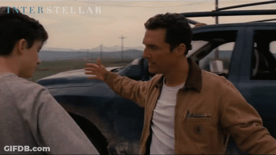 Interstellar Cooper Hugs Son Goodbye GIF