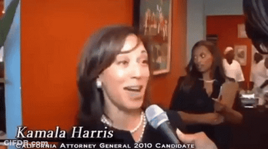 Interviewing Cheerful Kamala Harris GIF