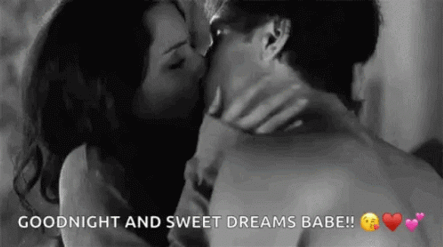 Intimate Couple Kissing Good Night Babe GIF