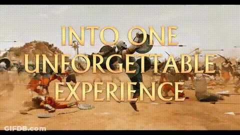 Into One Unforgettable Experience In Gold Letters GIF