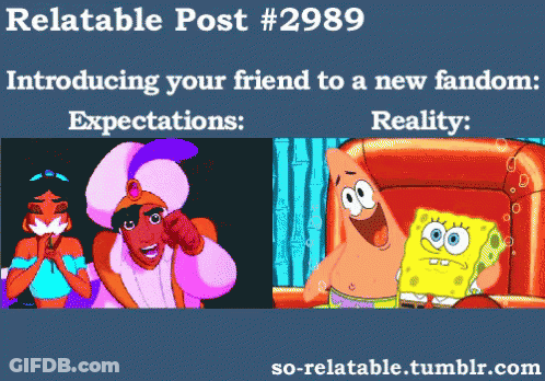 Introducing Friend To Fandom With Spongebob And Aladdin GIF