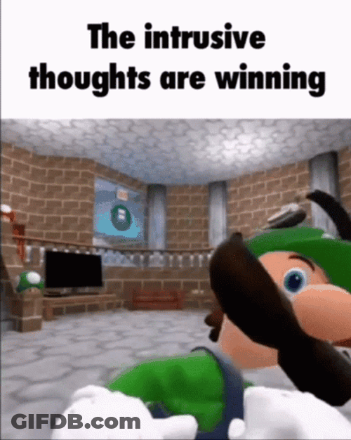 Intrusive Thoughts Winning Luigi Meme GIF