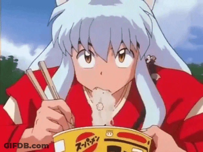 Inuyasha Eating Ramen Noodle With Kagome GIF