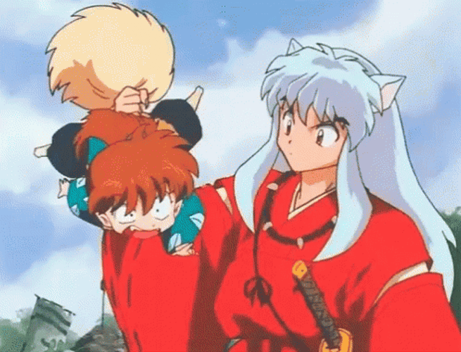 Inuyasha Holding Shippo GIF