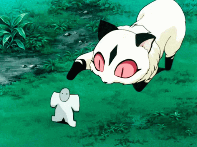 Inuyasha Kirara Playing Paper Ghost GIF