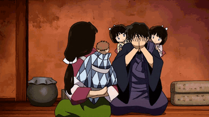 Inuyasha Miroku Playing With Kids GIF