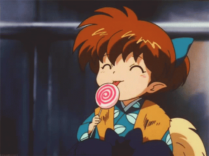 Inuyasha Shippo Licking Lollipop GIF