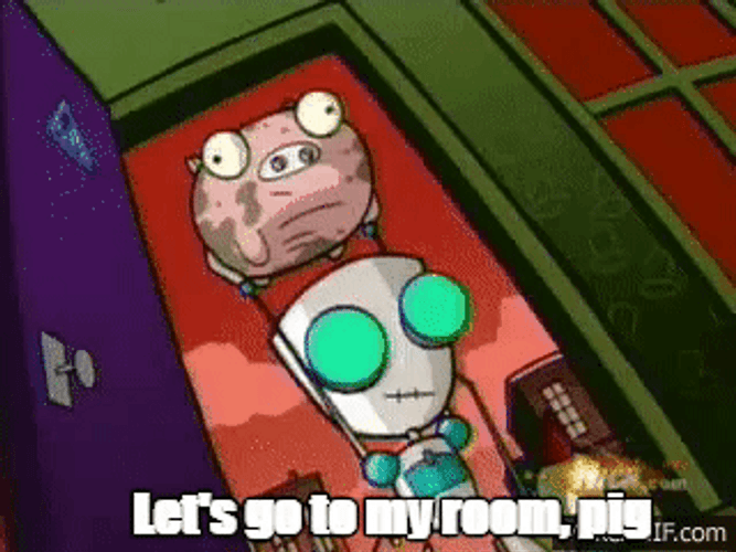 Invader Zim GIR Carrying Pig GIF