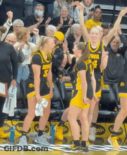 Iowa Basketball Players Celebrating GIF