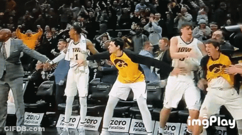 Iowa Basketball Players Dancing On Court GIF