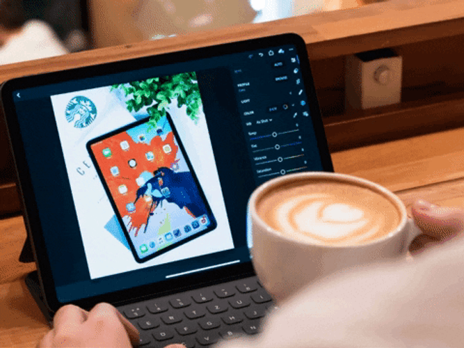 Ipad Pro With Coffee Latte GIF