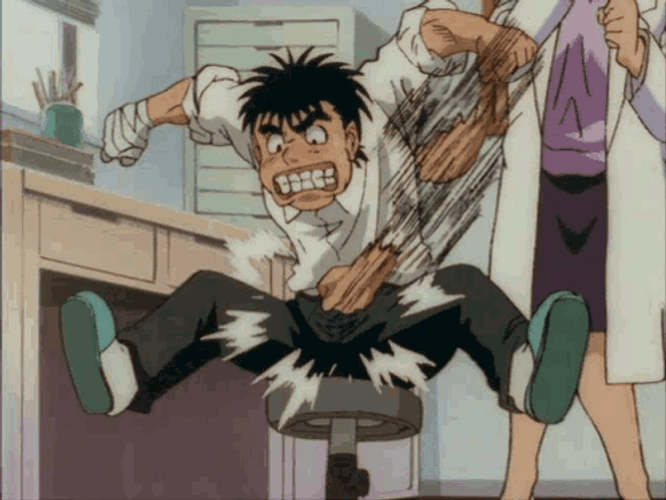 Ippo Makunouchi Hialrious Punching Chair GIF
