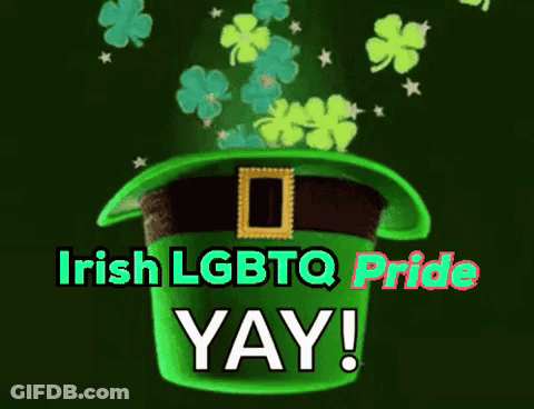 Irish LGBTQ Pride Poster With Green Leprechaun Hat GIF
