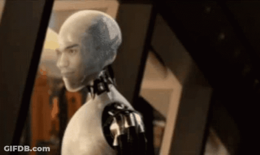 Irobot With On Fleek Eyebrows Saying No GIF