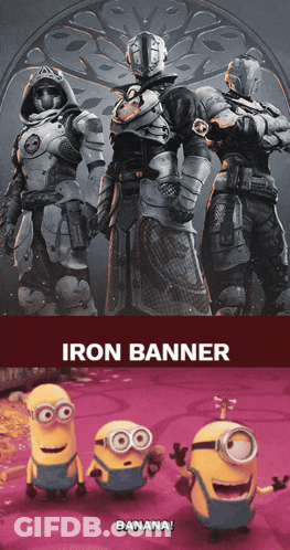 Iron Banner Banana Poster With Three Minions GIF