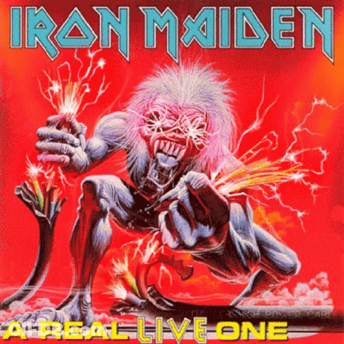 Iron Maiden A Real Live One Album Cover With A Monster GIF
