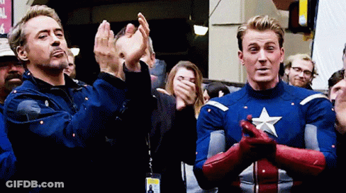 Iron Man And Captain America Clapping GIF