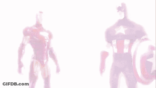 Iron Man And Captain America Stand Next To Each Other GIF