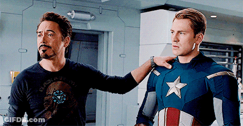 Iron Man And Captain America Standing Together GIF