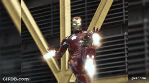 Iron Man Flying With Arms Outstretched GIF