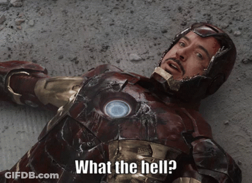 Iron Man Laying On Ground Saying What The Hell GIF
