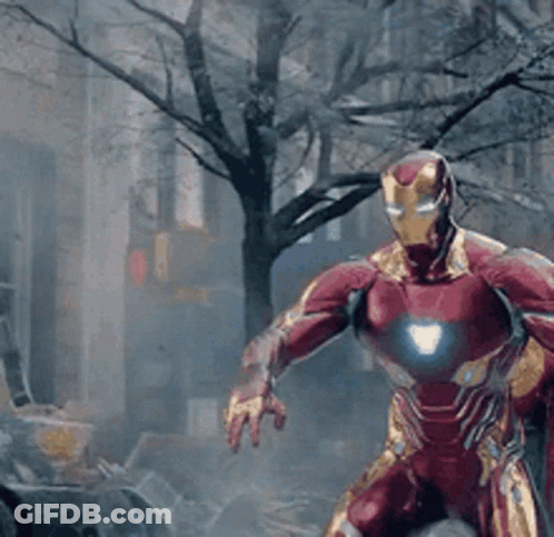 Iron Man Standing In City GIF