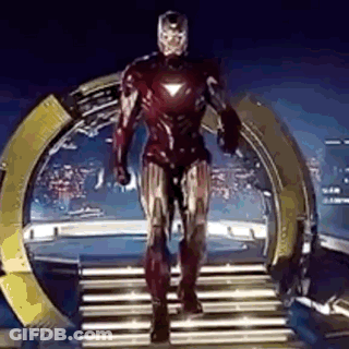 Iron Man Walking Down Stairs GIF