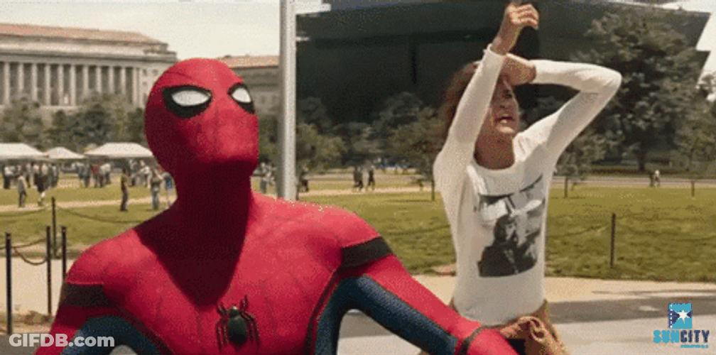 Iron Spider Climbing On Building GIF