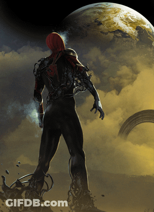 Iron Spider Looking Up Body Slowly Fading GIF