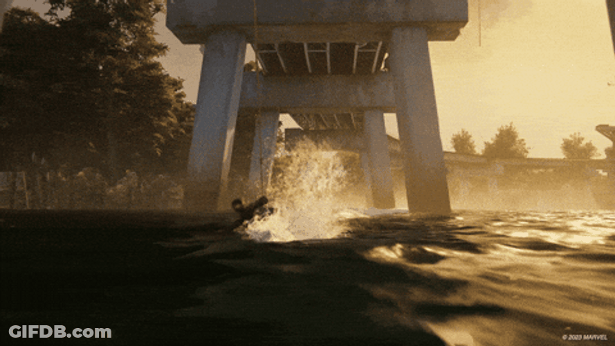 Iron Spider Skiing On Water GIF