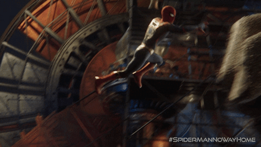 Iron Spider Swinging Around GIF