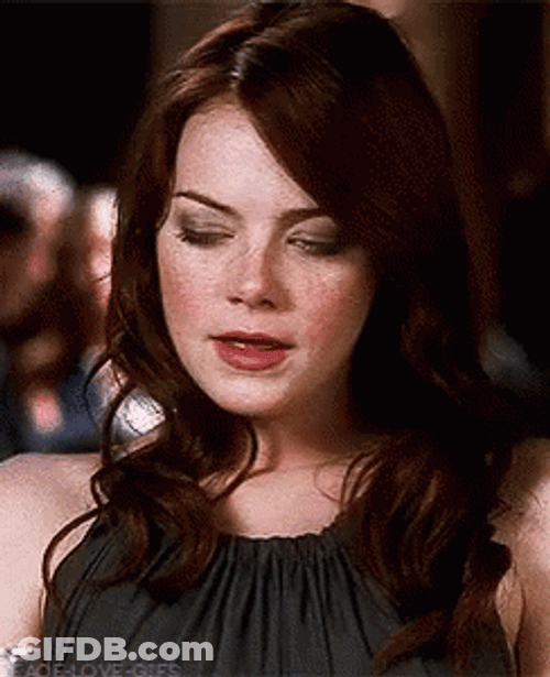 Irritated Emma Stone Taking Deep Breaths GIF