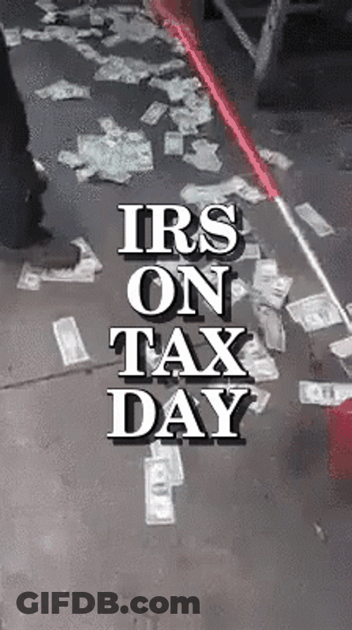 IRS On Taxes Day Sweeping Money GIF