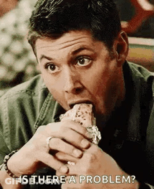 Is There A Problem Supernatural Dean Winchester Eating GIF
