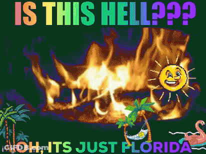 Is This Hell Poster With Flames And Smiling Sun GIF